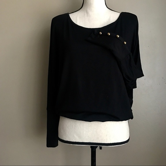 [Arden B] Black Scoop Neck Blouse - Picture 1 of 3